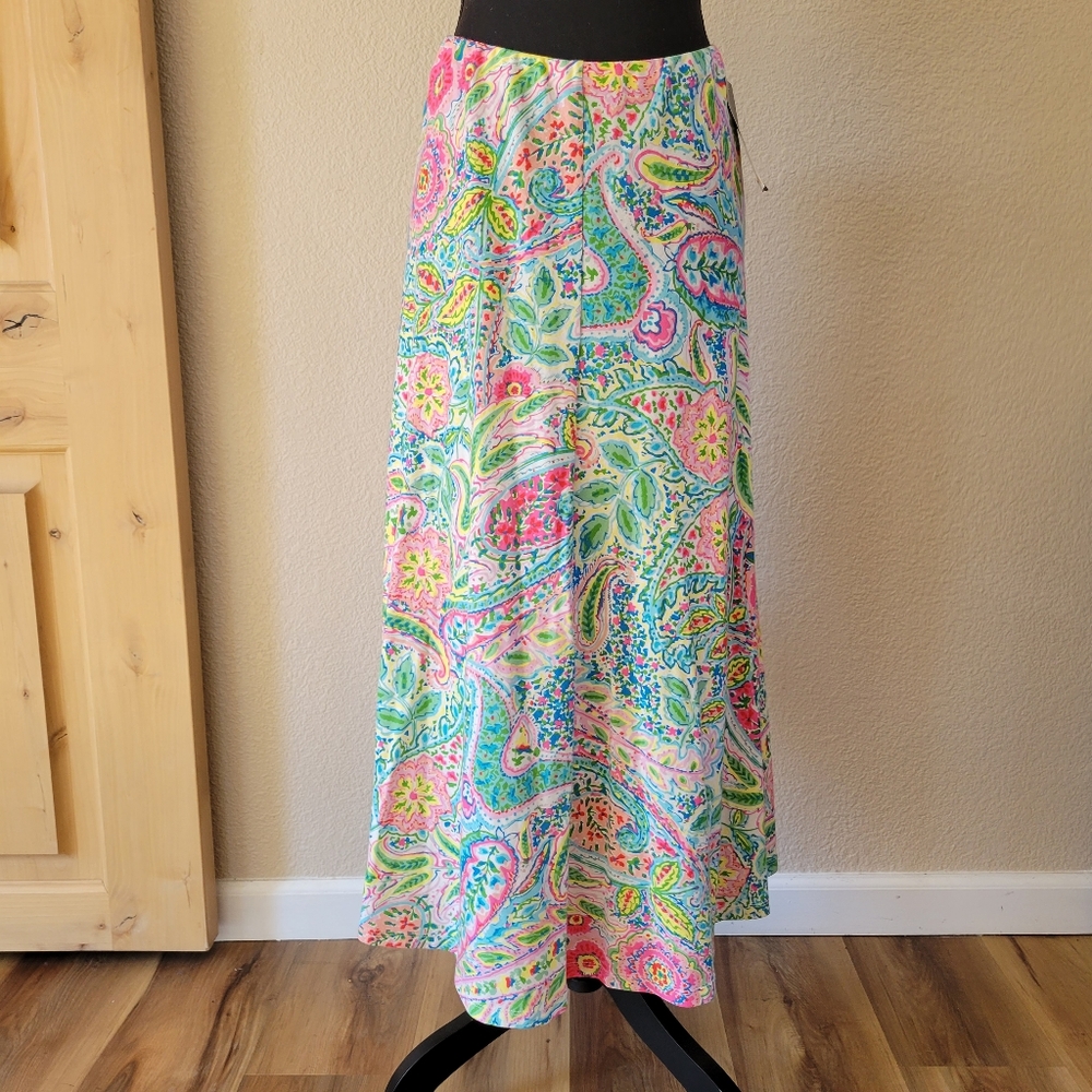NWT AMERICAN LIVING paink Paisley Maxi Skirt 100% Cotton